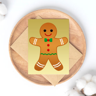 Happy Holidays Gingerbread Man Imitate Gold Postka Feiertagspostkarte
