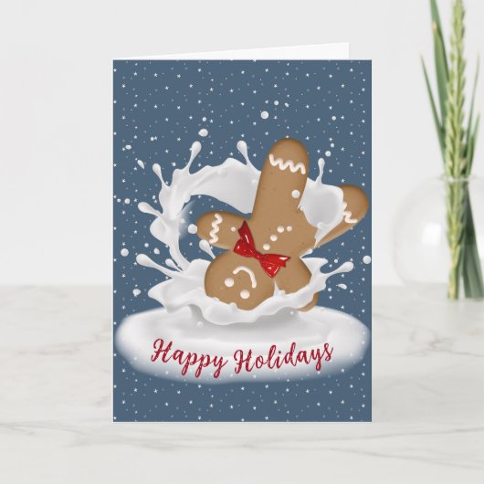 Happy Holidays Gingerbread Man in Milk Karte (Vorderseite)