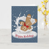 Happy Holidays Gingerbread Man in Milk Karte (Gelbe Blume)