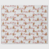 Happy Holidays Gingerbread Man on Birch Geschenkpapier (Flach)