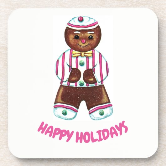 Happy Holidays Gingerbread Man Untersetzer (Vorderseite)