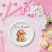 Happy Holidays Gingerbread Man Xmas Red Pappteller (Party)