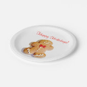 Happy Holidays Gingerbread Man Xmas Red Pappteller (Schrägansicht)