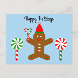 Happy Holidays Gingerbread Mann #1 Postkarte