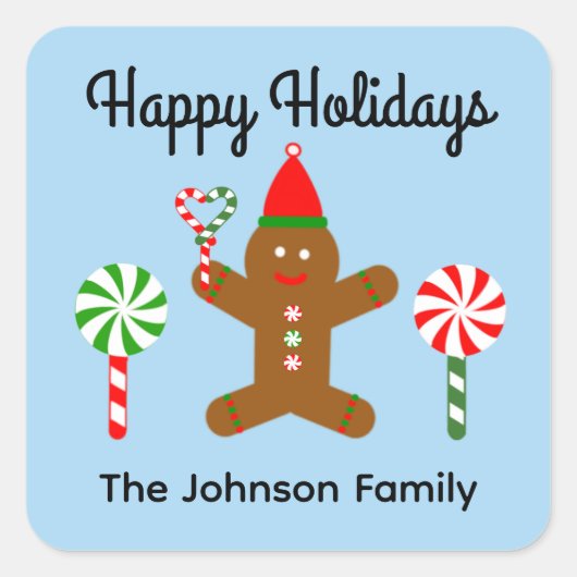 Happy Holidays Gingerbread Mann #1 Stickers (Vorderseite)