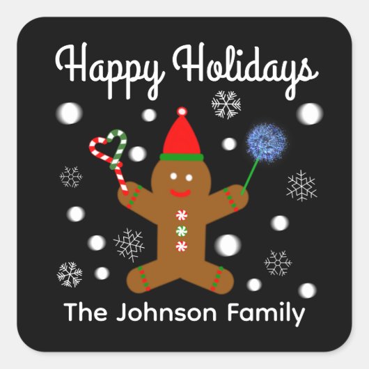 Happy Holidays Gingerbread Mann #2 Stickers (Vorderseite)