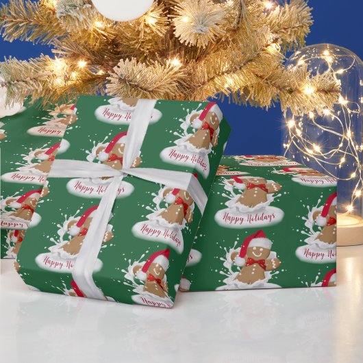 Happy Holidays Gingerbread Mann in Milch Geschenkpapier (Feiertage)