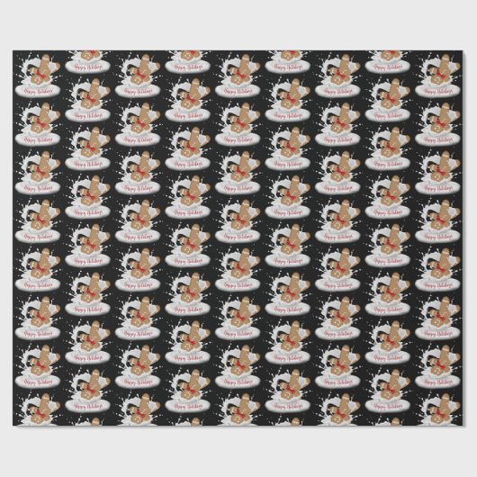 Happy Holidays Gingerbread Mann in Milch Geschenkpapier (Flach)