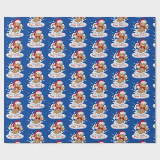 Happy Holidays Gingerbread Mann in Milch Geschenkpapier (Flach)