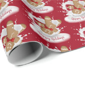 Happy Holidays Gingerbread Mann in Milch Geschenkpapier (Rolleneckpunkt)