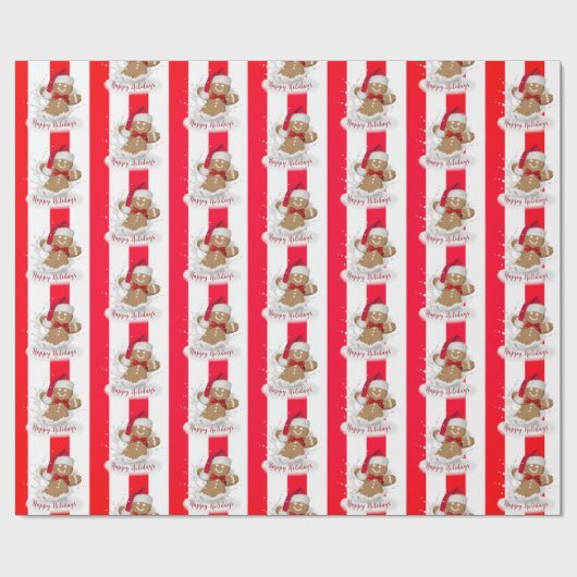 Happy Holidays Gingerbread Mann in Milch Geschenkpapier (Flach)