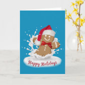 Happy Holidays Gingerbread Mann in Milch Karte (Gelbe Blume)