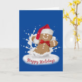 Happy Holidays Gingerbread Mann in Milch Karte (Gelbe Blume)