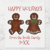 Happy Holidays Gingerbread Mann Lady Weihnachtsges Weinetikett (Einzelnes Label)
