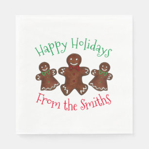 Happy Holidays Gingerbread Mann Weihnachtskekse Serviette