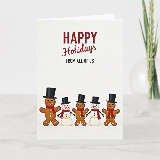 Happy Holidays Gingerbread Snowmen Card Karte (Vorderseite)