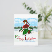 Happy Holidays Girl Postkarte (Stehend Vorderseite)