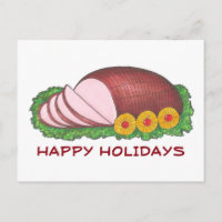 Happy Holidays Glazed Ham Dinner Food Illustration