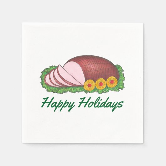 Happy Holidays Glazed Holiday Ham Christmas Napkin Serviette (Vorderseite)