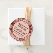 Happy Holidays Glitzer Rose Gold Weihnachtsgeschen Geschenkanhänger (Beispiel)