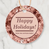 Happy Holidays Glitzer Rose Gold Weihnachtsgeschen Geschenkanhänger (Vorderseite)