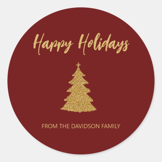 Happy Holidays Glitzer Weihnachtsbaum Runder Aufkleber (Vorderseite)