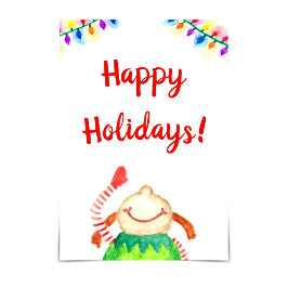 "Happy Holidays" Glückliche Elf Wasserfarbkarte Karte