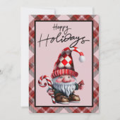 Happy Holidays Gnome mit Candy Cane Weihnachten (Vorderseite)