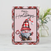 Happy Holidays Gnome mit Candy Cane Weihnachten (Stehend Vorderseite)