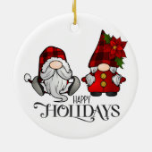Happy Holidays Gnome Weihnachten Keramik Ornament (Hinten)
