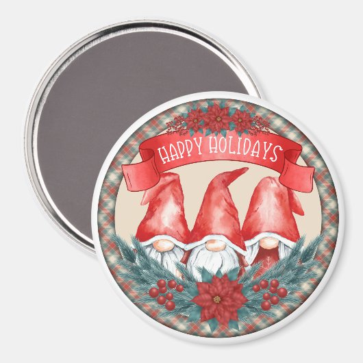 Happy Holidays Gnomes Magnet (Vorderseite/Rückseite)