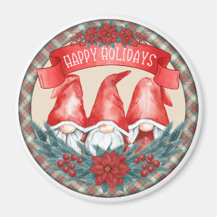 Happy Holidays Gnomes Magnet