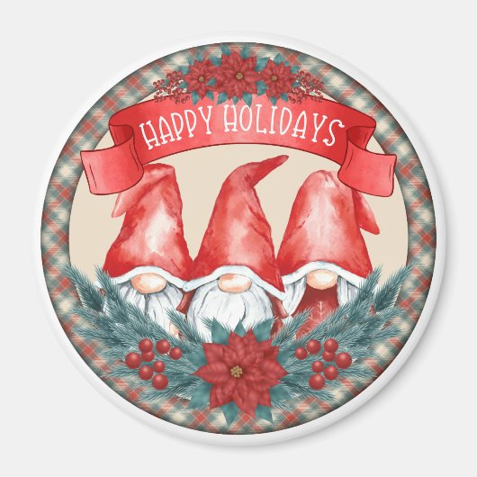Happy Holidays Gnomes Magnet (Vorne)