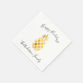 Happy Holidays Gold Ananas, weißer Name Serviette (Ecke)