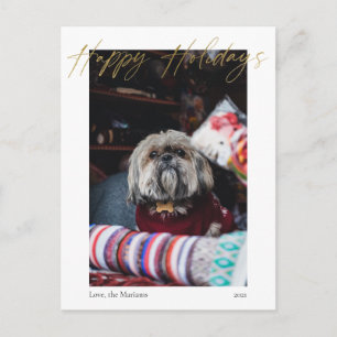 Happy Holidays Gold Calligraphy Modern Postcard Postkarte