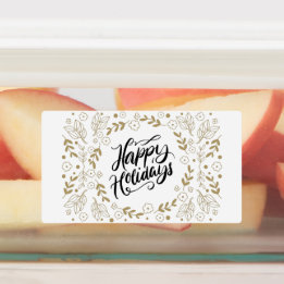 Happy Holidays Gold Floral mit Branchen & Blooms Etiketten