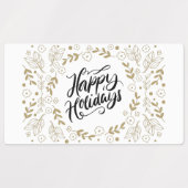Happy Holidays Gold Floral mit Branchen & Blooms Etiketten (Design 1)
