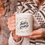 Happy Holidays Gold Floral mit Branchen & Blooms Zweifarbige Tasse<br><div class="desc">Schicken Sie diesen neutralen Happy Holidays Gruß mit dieser Tasse und geben Sie jedem,  den Sie kennen.</div>