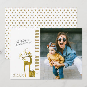 Happy Holidays Gold Foil Rentier Single Foto Feiertagskarte