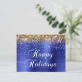 Happy Holidays Gold Glitterie Imitate Feiertagspostkarte (Stehend Vorderseite)