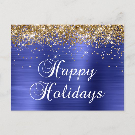 Happy Holidays Gold Glitterie Imitate Feiertagspostkarte (Vorderseite)