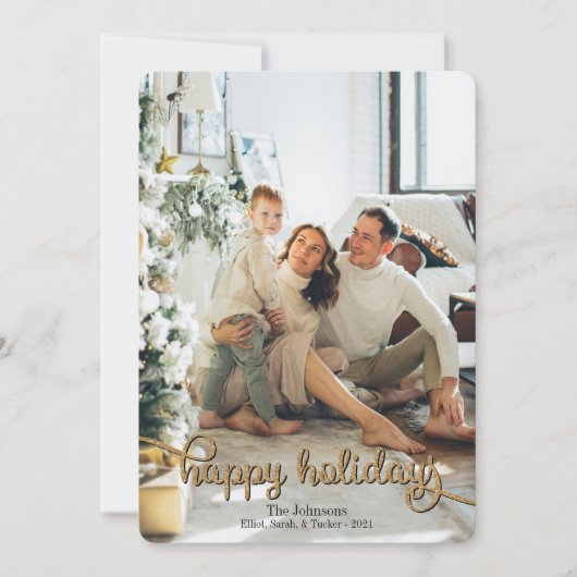 Happy Holidays Gold Glitzer Foto Weihnachten (Vorderseite)