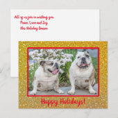 Happy Holidays Gold Glitzer Modernes Foto Name Postkarte (Vorne/Hinten)