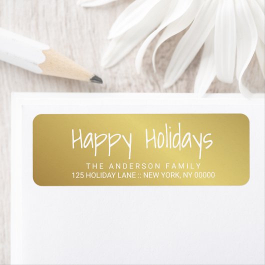 Happy Holidays Gold handdrucktes Buchstabenschild (Insitu)