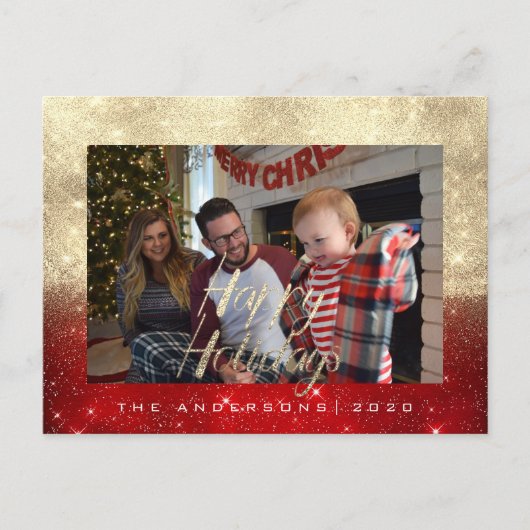 Happy Holidays Gold Hütte Foto Roter Park Postkarte (Vorderseite)