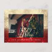 Happy Holidays Gold Hütte Foto Roter Park Postkarte (Vorderseite)