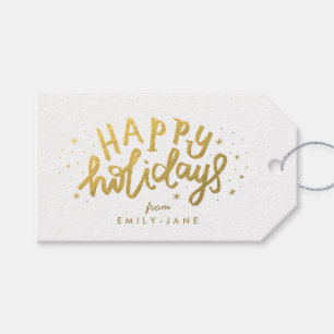 Happy Holidays Gold Lettering Foil Weihnachten Geschenkanhänger