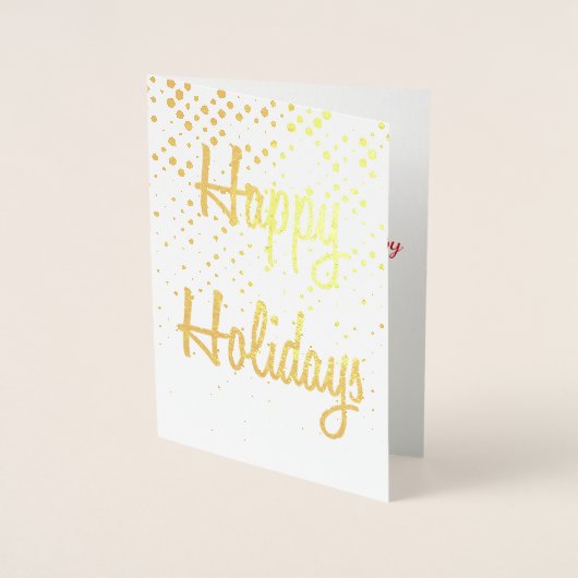 Happy Holidays Gold Polka Dots Weihnachtskarte Folienkarte (Vorderseite)