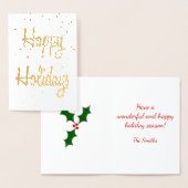 Happy Holidays Gold Polka Dots Weihnachtskarte Folienkarte (Anzeige)