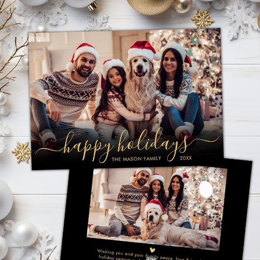 Happy Holidays Gold Script 2 Foto Weihnachten